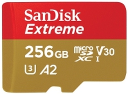 SanDisk Extreme - Flashminnekort (microSDXC til SD-adapter inkludert) - 256 GB - A2 / Video Class V30 / UHS-I U3 / Class10 - microSDXC UHS-I