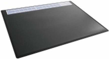 Skriveblokk 650x500 mm sort - med kalender og gjennomsiktig dekkplate PP