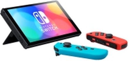 Nintendo Switch OLED - Spillkonsoll - Full HD - svart, neonrød, neonblå