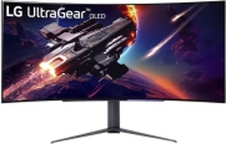 LG UltraGear 45GR95QE-B - OLED-skjerm - gaming - kurvet - 45 (44.5 synlig) - 3440 x 1440 WQHD @ 240 Hz - 200 cd/m² - HDR10 - 0.03 ms - 2xHDMI, DisplayPort - svart