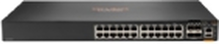 HPE Aruba Networking CX 6200F 24G 4SFP+ Switch - Switch - Max. Stacking Distance 10 km - L3 - Styrt - 24 x 10/100/1000 + 4 x 100/1000/10G SFP+ - front og side til bakside - rackmonterbar
