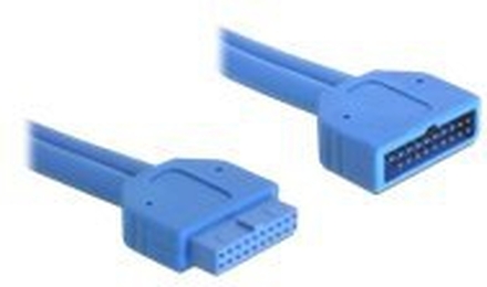 Delock USB 3.0 Pin Header - USB-forlengelseskabel - 19-pins USB 3.0-plugg (hann) til 19-pins USB 3.0-plugg (hunn) - USB 3.0 - 45 cm - blå