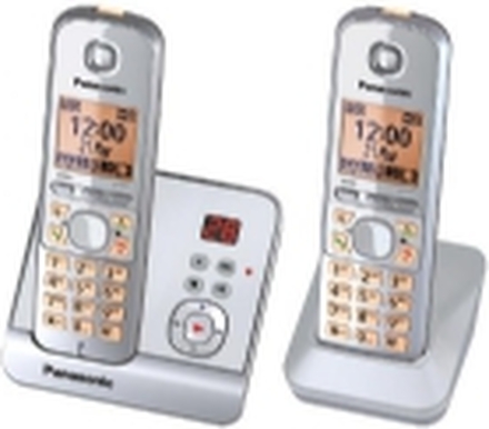 Panasonic KX-TG6722GS - Trådløs telefon - svarersystem med anrops-ID - DECT - sølvperle + ekstra håndsett