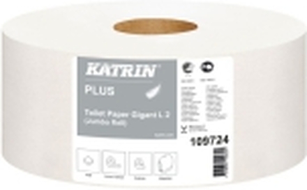 Toiletpapir Katrin Plus 2-lag Ø24 cm 310 m Uperforeret Hvid,6 rl/krt