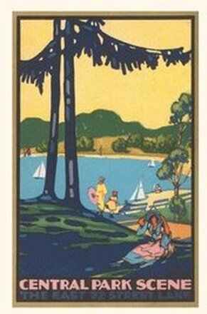 Vintage Journal Art Deco Poster, Central Park Scene, New York City