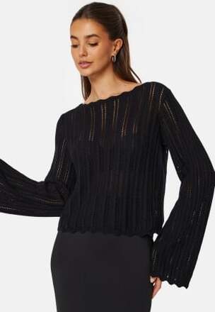 BUBBLEROOM Boat Neck Structure Knitted Sweater Black XS