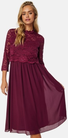 Bubbleroom Occasion Lace Midi Dress Bordeaux 40