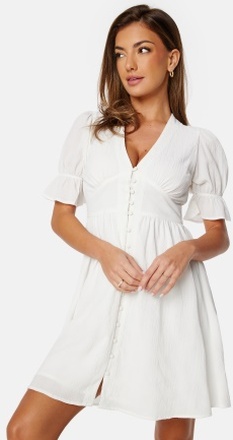 Bubbleroom Occasion Structured Button Front Dress White M