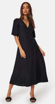 BUBBLEROOM Linen Blend Wrap Dress Black S