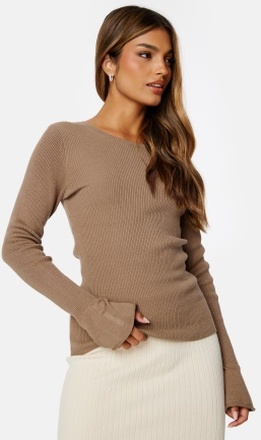 BUBBLEROOM Sabine Knitted Top Light brown XL
