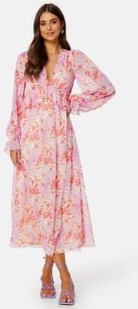 BUBBLEROOM Summer Luxe Frill Midi Dress Pink / Multi 3XL