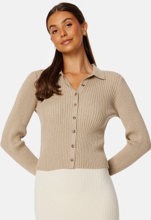 BUBBLEROOM Zadie knitted cardigan Beige melange XL