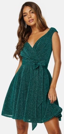 Goddiva Lurex Skater Dress Emerald XXL (UK18)