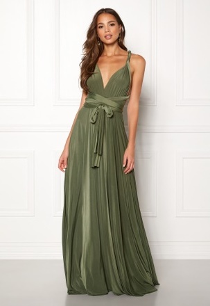 Goddiva Multi Tie Maxi Dress Olive Green XXS (UK6)