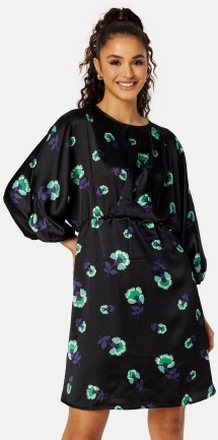 Object Collectors Item Agafia 3/4 Dress Black AOP:Fern green 34