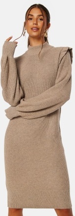 Object Collectors Item Malena L/S Ruffle Knit Dress Fossil Detail:MELANG XL