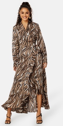 Object Collectors Item Papaya L/S Wrap Long Dress Fossil AOP:Zebra 36