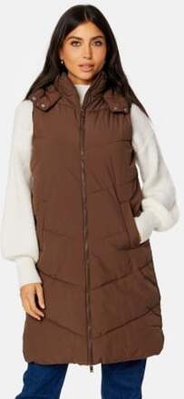 Pieces Jamilla Long Puffer Vest Chicory Coffee M