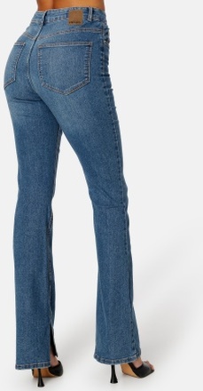 Pieces Peggy HW Flared Slit Jeans Medium Blue Denim XS