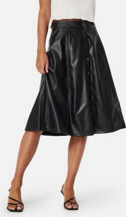 VILA Brown HW Coated Skirt Black 34