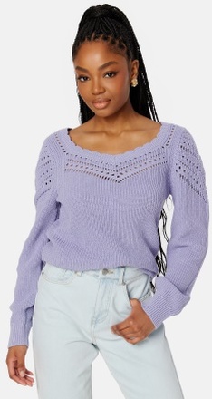 VILA Emmy Sweetheart L/S Knit Top Sweet Lavender L