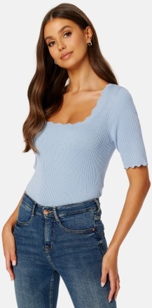 VILA Lalana Square Neck 2/4 Knit Top Kentucky Blue M