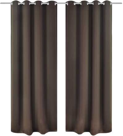 vidaXL Energisparende gardiner med metallringer 2 stk brun 135 x 245 cm