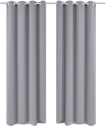vidaXL Blendingsgardiner 2 stk grå med metallringer 135 x 245 cm