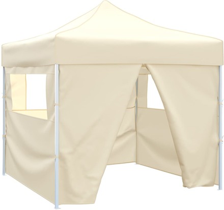 vidaXL Sammenleggbart telt med 4 vegger 3 x 3 m kremhvit