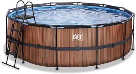 EXIT Frame Pool ø427x122cm (12v filterpatronpumpe) - trælook