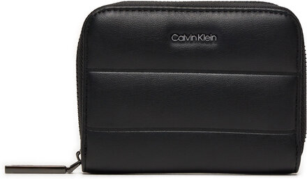 Liten damplånbok Calvin Klein Line Quilt Medium Zip Around K60K612201 Svart