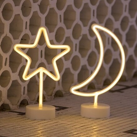 Flamingo / Kaktus / Mond / Herz / Engel / Star / Lightning Leuchtreklame LED-Licht mit Halter Basis für Party Supplies Removable Home Tischdekoration Lampe für Kinderzimmer Stil 1
