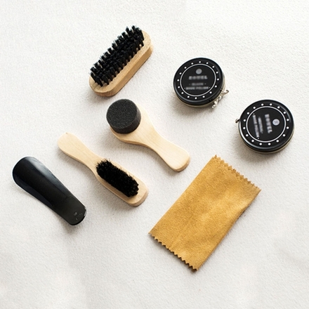 8PCS Shoe Shine Care Kit Schwarz & Transparent Polnisch Pinsel Set