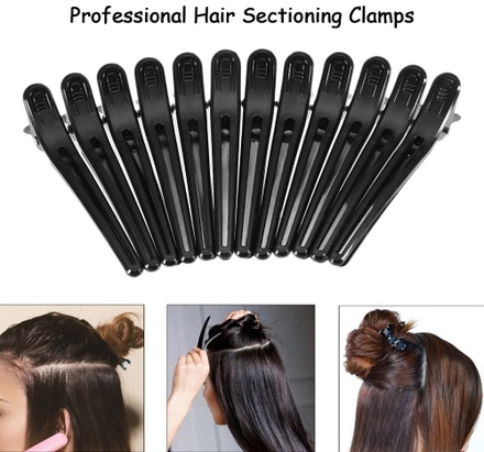 12st Schwarz Haar Grip Clips Friseur Sectioning Schneidklemmen Professionelle Kunststoff-Salon Styling Haar Grip Clips