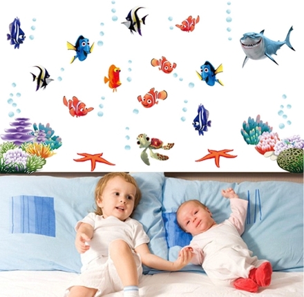 Unterwasser-Welt verschiedene Fische Ozean DIY Wandsticker Tapete Art Decor Wandbild Zimmer Decal