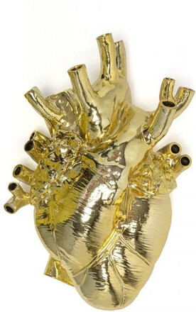 Seletti - Love In Bloom Giant Resin Heart Vase Gold Seletti