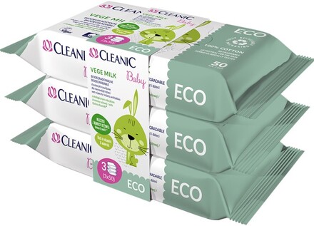 Cleanic Baby ECO Vege Milk Våtservetter 3-pack