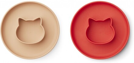 Liewood Gordon Tallrik 2-pack Cat (Apple Red/Tuscany Rose)