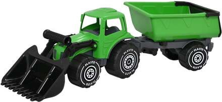 Plasto Traktor med frontlastare och släp 56 cm (Grön)