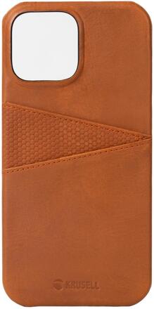 Krusell: Leather CardCover iPhone 13 Pro Max Cognac