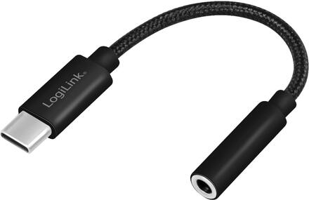 LogiLink: USB-C 3,5mm-ljudadapter m DAC 13cm nylonkabel