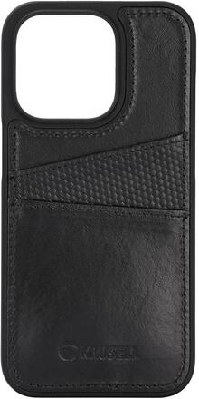 Krusell: Leather CardCover iPhone 14 Pro Svart