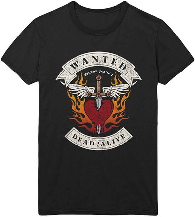 Bon Jovi: Unisex T-Shirt/Wanted Flames (X-Large)