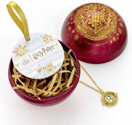 Harry Potter: Hogwarts Crest Red Bauble With Time Turner Necklace