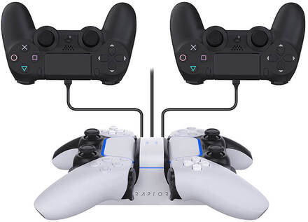 RAPTOR Laddare för Handkontroll Dual PS4/PS5