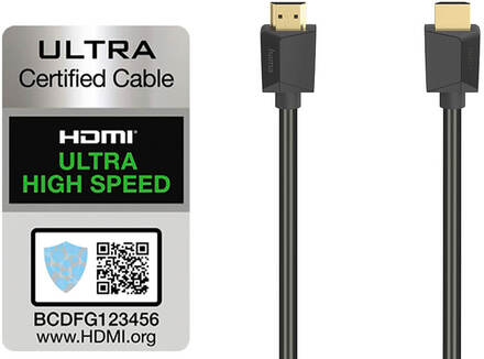 HAMA Cable HDMI Ultra High Speed 8K 48 Gbit/s 1.0m Gold