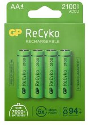 GP: ReCyko Laddningsbara AA-batterier 2100mAh 4-p