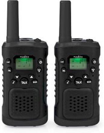 Nedis Walkie-talkie Set | 2 handenheter | Upp till 6 km | Frekvens kanaler: 8 | PTT / VOX | Upp till 3 timmar | Hörlursuttag | 2 Headset | Svart