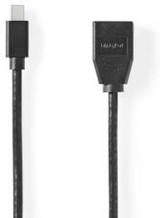 Nedis Mini Displayport-kabel | DisplayPort 1.4 | Mini DisplayPort Hane | DisplayPort Hona | 48 Gbps | Nickelplaterad | 0.20 m | Rund | PVC | Svart | Blister
