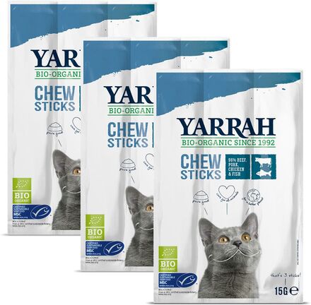 Yarrah Bio Katzensnack Kaustangen mit Fisch - 3 x 3 Stück